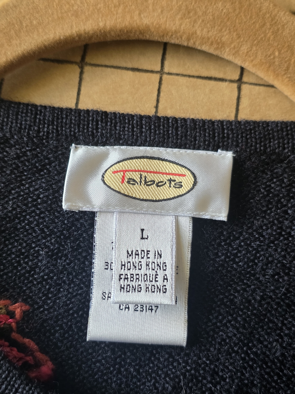Talbots Black Embroidered Floral Wool Blend Cardigan Sweater L - Picture 2 of 10